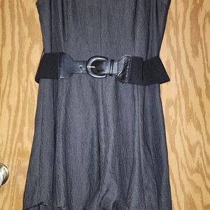AB Studio Black Midi Dress with Belt